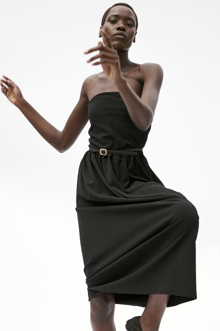 Платье-Бандо с поясом H&M, черный
Платье-Бандо с поясом H&M, черный