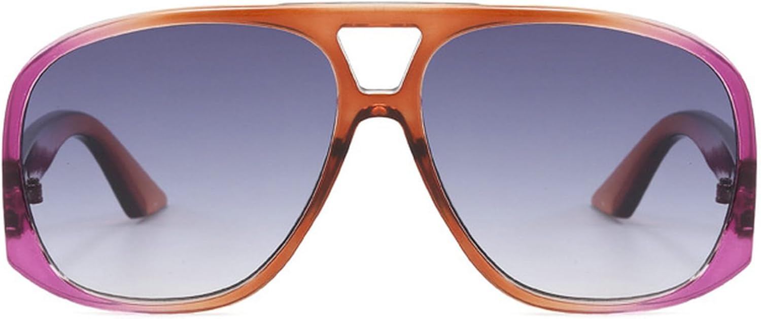 Модные солнцезащитные очки-пилот большого размера для женщин, с двойной перемычкой, градиентным затемнением и защитой от УФ-излучения UV400. Популярные солнцезащитные очки для мужчин mincl, Purple Gray
Модные солнцезащитные очки-пилот большого размера для женщин, с двойной перемычкой, градиентным затемнением и защитой от УФ-излучения UV400. Популярные солнцезащитные очки для мужчин mincl, Purple Gray