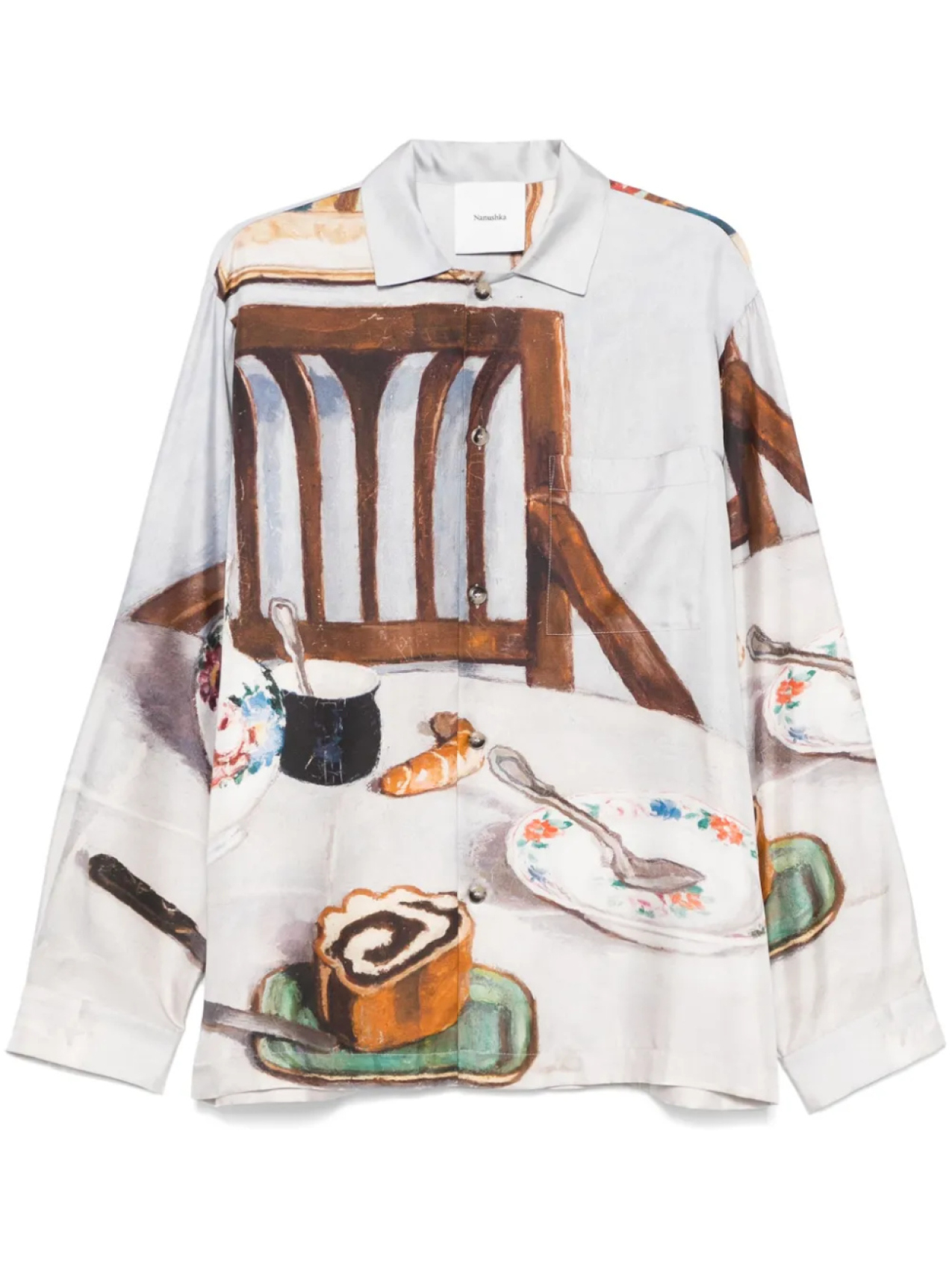 Nanushka шелковая рубашка, серый
Nanushka шелковая рубашка, серый