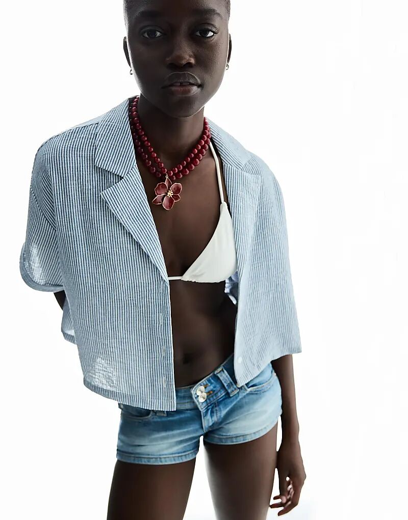 Текстурированная рубашка Bershka в деревенском стиле с короткими рукавами синего цвета
Текстурированная рубашка Bershka в деревенском стиле с короткими рукавами синего цвета