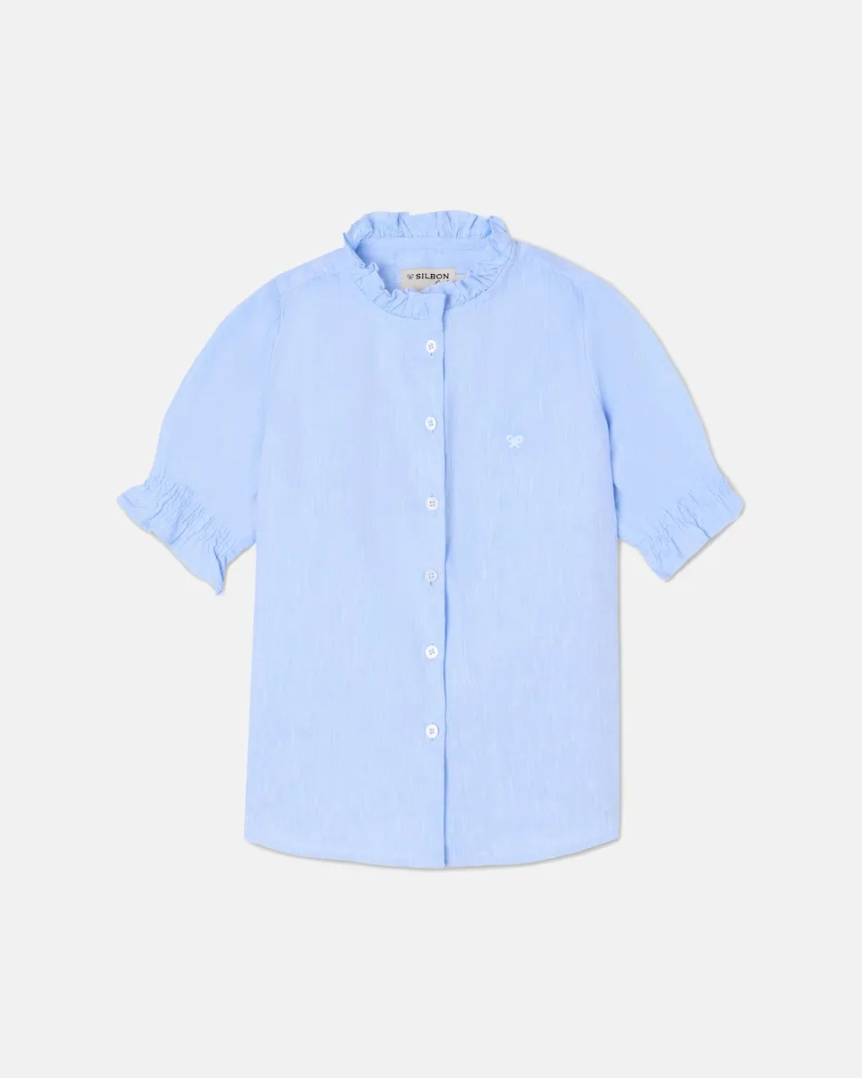 Детская блузка из 100% льна с коротким рукавом Silbon, светло-голубой
Детская блузка из 100% льна с коротким рукавом Silbon, светло-голубой