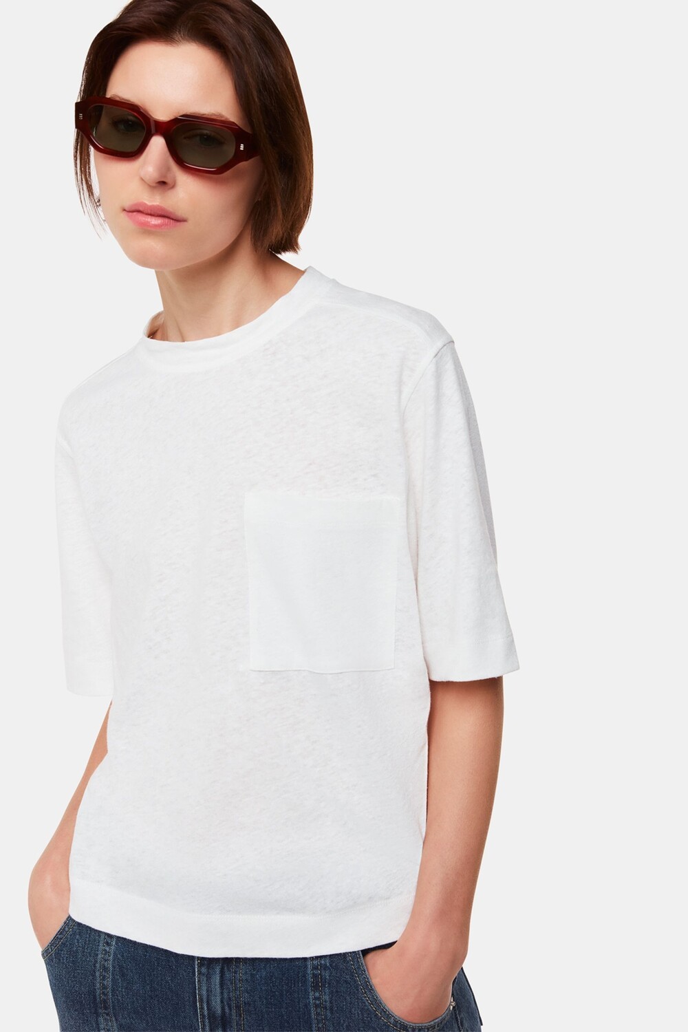 Футболка из льняной ткани с карманами Whistles, белый
Футболка из льняной ткани с карманами Whistles, белый