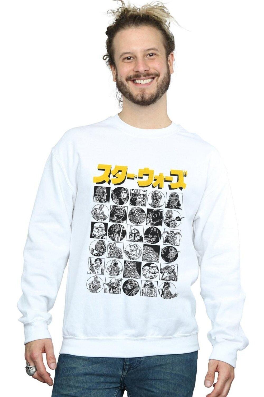 Толстовка с миниатюрами персонажей Star Wars, белый 
Толстовка с миниатюрами персонажей Star Wars, белый