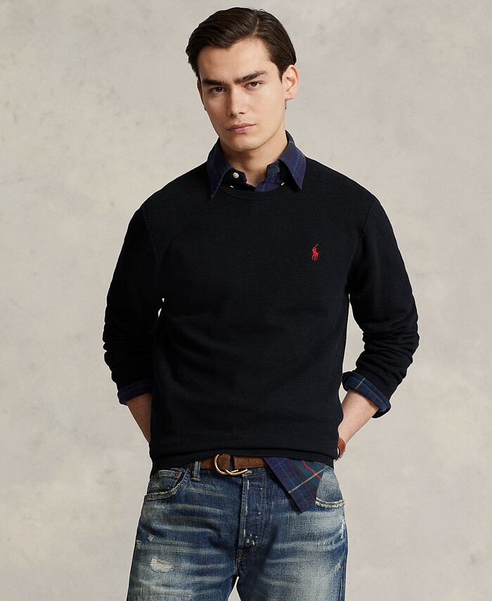 Мужской фактурный хлопковый свитер с круглым вырезом Polo Ralph Lauren, черный
Мужской фактурный хлопковый свитер с круглым вырезом Polo Ralph Lauren, черный