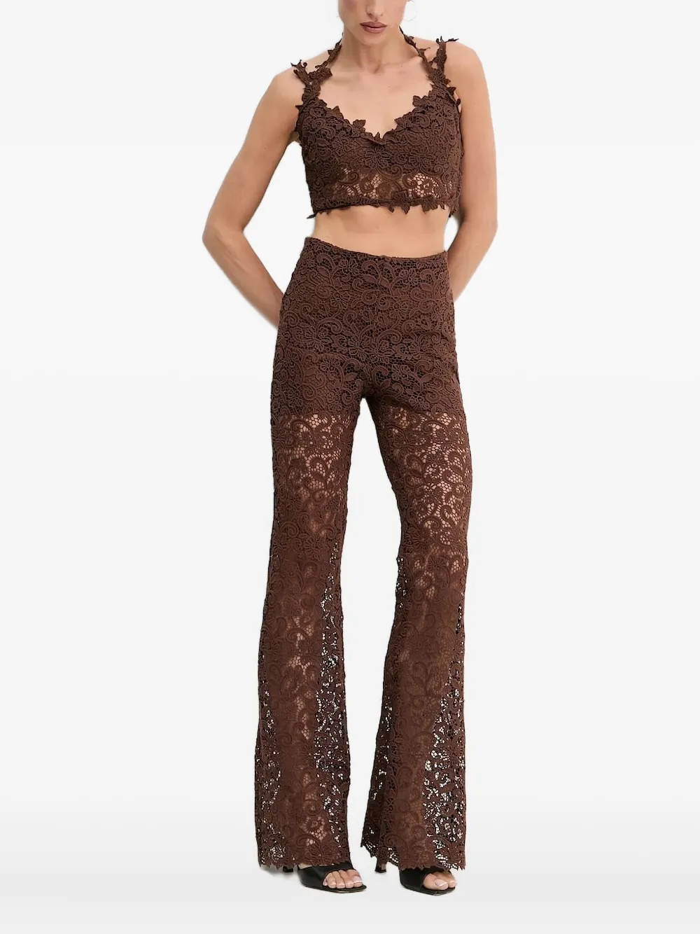 Кружевной топ с вышивкой Ermanno Scervino, коричневый
Кружевной топ с вышивкой Ermanno Scervino, коричневый