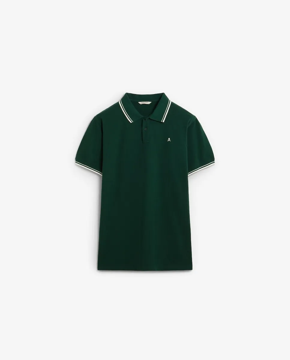 Мужское поло с коротким рукавом с полосками на рукавах и воротнике Scalpers, темно-зеленый
Мужское поло с коротким рукавом с полосками на рукавах и воротнике Scalpers, темно-зеленый