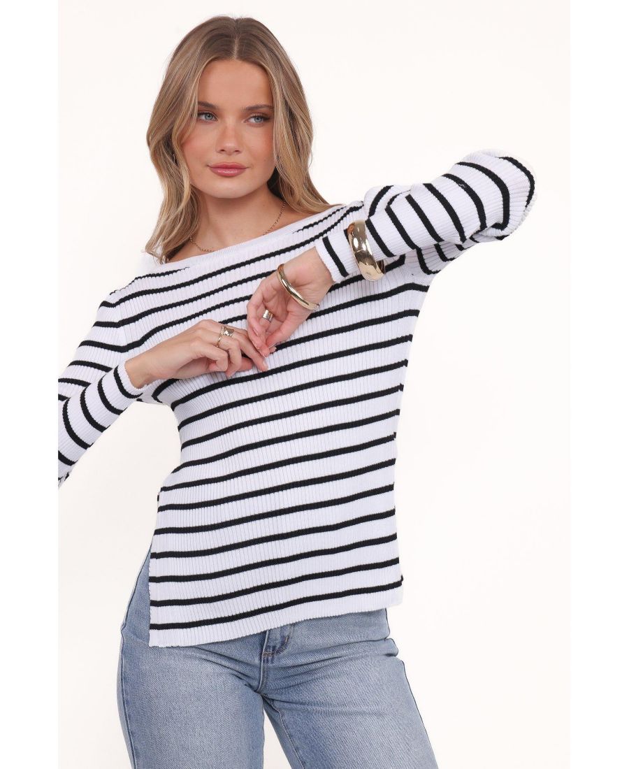 Вязаный женский топ Alvina Petal and Pup, White black stripe
Вязаный женский топ Alvina Petal and Pup, White black stripe