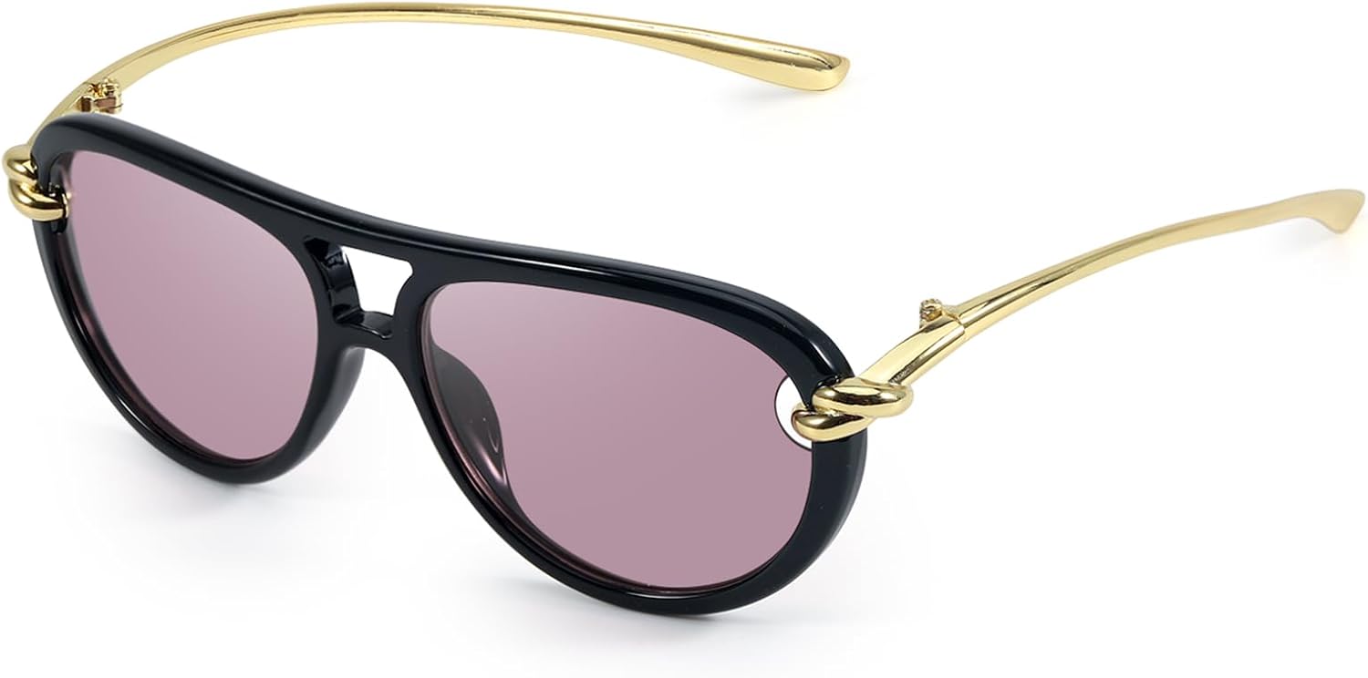 Крупные солнцезащитные очки-авиаторы для женщин с золотыми дужками, модные, большие, с двойной перемычкой, дизайнерские женские очки 2026 года DreamCalf, A- Black/Purple
Крупные солнцезащитные очки-авиаторы для женщин с золотыми дужками, модные, большие, с двойной перемычкой, дизайнерские женские очки 2026 года DreamCalf, A- Black/Purple