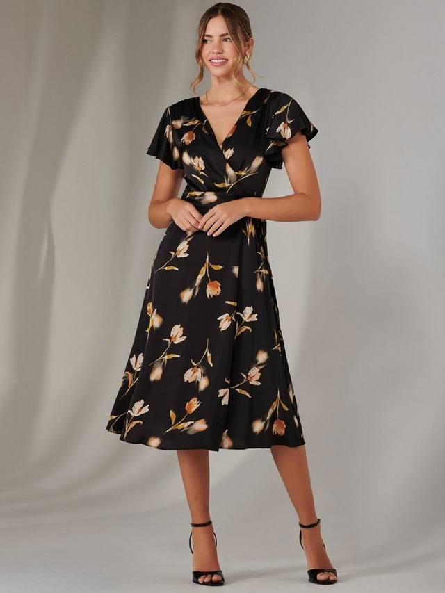 Платье с цветочной оберткой спереди Jolie Moi, черный
Платье с цветочной оберткой спереди Jolie Moi, черный