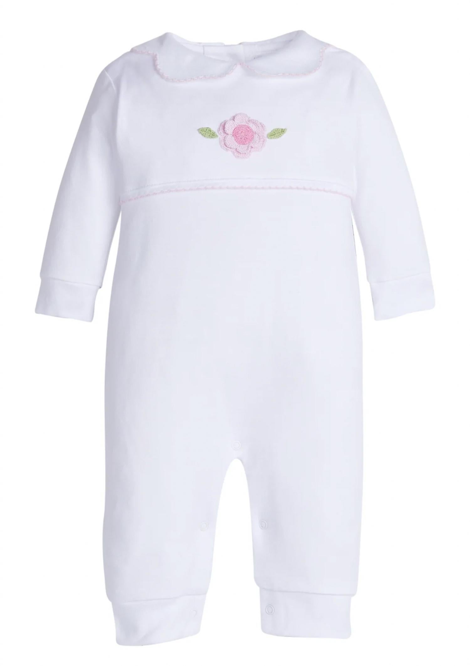 Белый комбинезон с крючком в виде розы LITTLE ENGLISH
Белый комбинезон с крючком в виде розы LITTLE ENGLISH