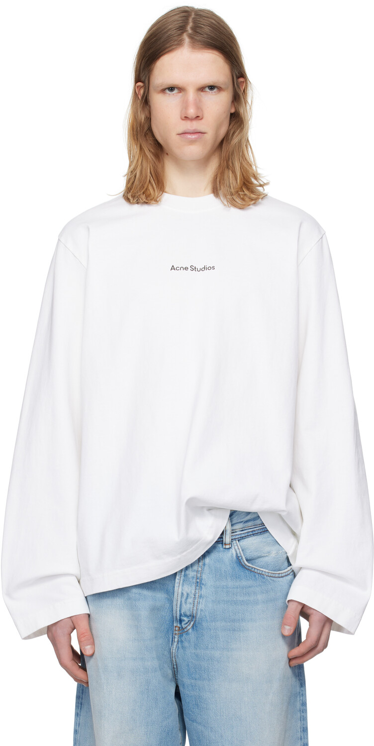 Белая футболка с длинным рукавом и логотипом Acne Studios
Белая футболка с длинным рукавом и логотипом Acne Studios