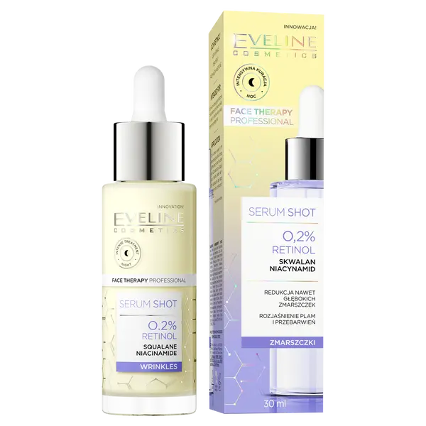 Сыворотка против морщин с 0,2% ретинолом для лица, 30 мл Eveline Cosmetics Shot
Сыворотка против морщин с 0,2% ретинолом для лица, 30 мл Eveline Cosmetics Shot
