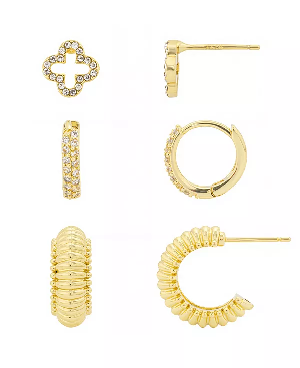 Комплект из серег-гвоздиков и колец с кубическим цирконием и кристаллами в форме клевера Unwritten, gold
Комплект из серег-гвоздиков и колец с кубическим цирконием и кристаллами в форме клевера Unwritten, gold