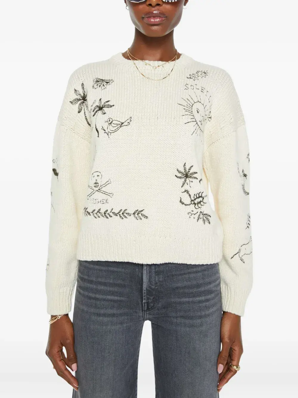 Вышитый хлопковый свитер MOTHER, нейтральный
Вышитый хлопковый свитер MOTHER, нейтральный