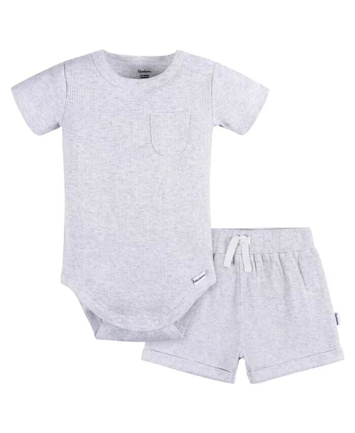 Комплект детского боди и шорт для мальчиков, 2 предмета Gerber, зеленый 
Комплект детского боди и шорт для мальчиков, 2 предмета Gerber, зеленый