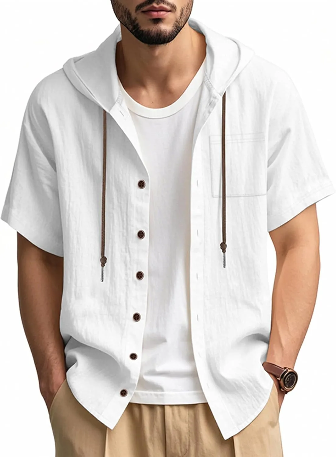 Мужская хлопковая льняная толстовка с коротким рукавом и капюшоном
Мужская хлопковая льняная толстовка с коротким рукавом и капюшоном