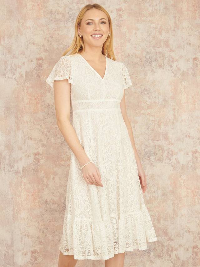 Кружевное облегающее платье миди Yumi, белый
Кружевное облегающее платье миди Yumi, белый