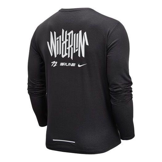 Футболка pacer wild run printing quick dry knit round neck running sports long sleeves black Nike, черный 
Футболка pacer wild run printing quick dry knit round neck running sports long sleeves black Nike, черный