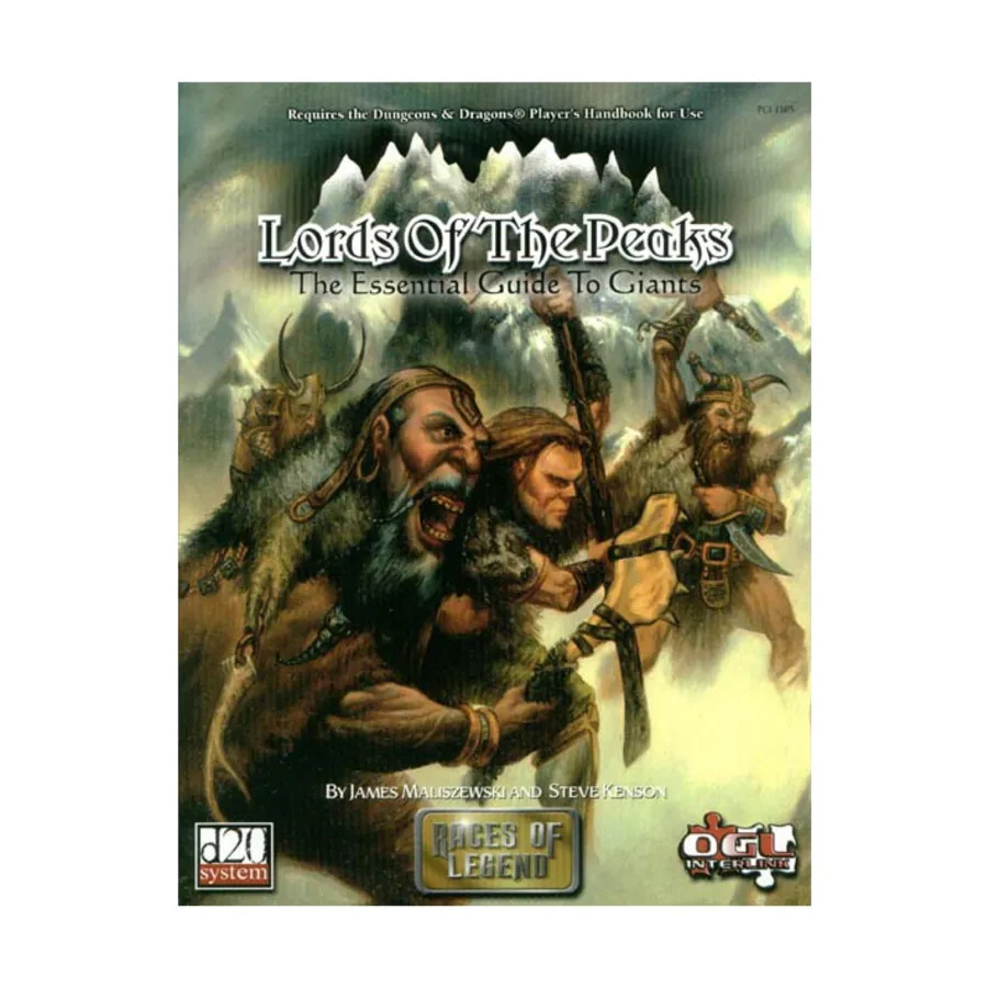 Lords of the Peaks - The Essential Guide to Giants, d20 Supplements (Paradigm Concepts), мягкая обложка
Lords of the Peaks - The Essential Guide to Giants, d20 Supplements (Paradigm Concepts), мягкая обложка