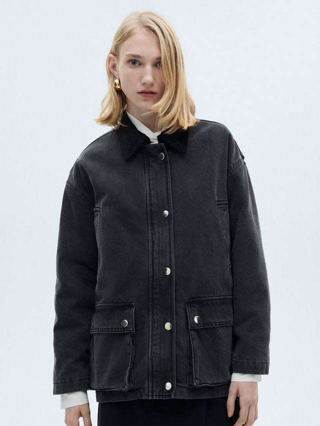 Джинсовая куртка сьюзи с вельветовым воротником Mango, темно-серый
Джинсовая куртка сьюзи с вельветовым воротником Mango, темно-серый