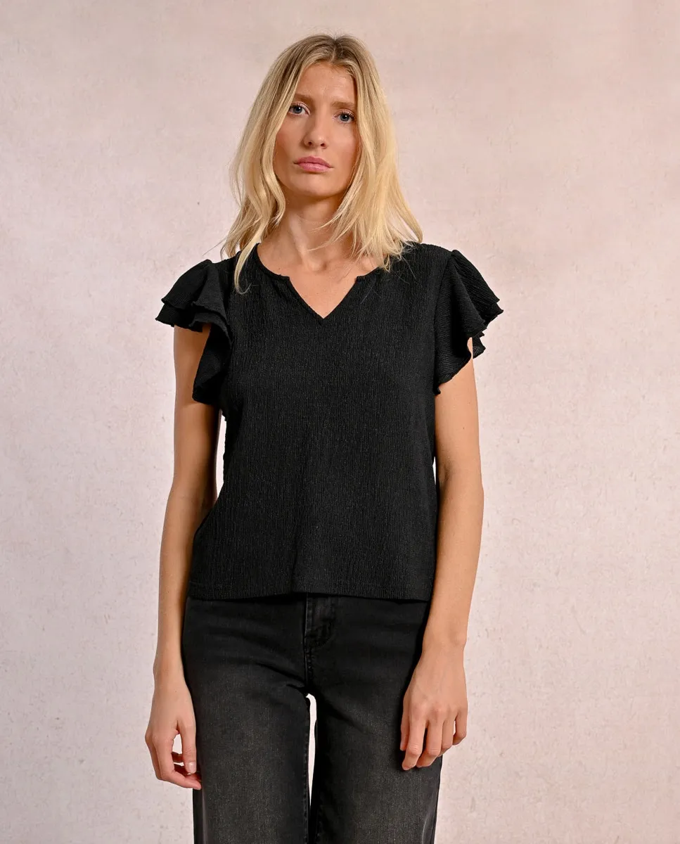 Женский топ с короткими рукавами и воланами Molly Bracken, черный
Женский топ с короткими рукавами и воланами Molly Bracken, черный