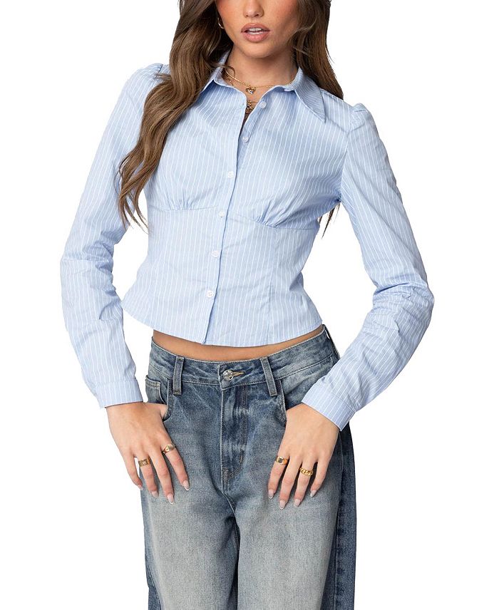 Рубашка в полоску на пуговицах Edikted, синий
Рубашка в полоску на пуговицах Edikted, синий