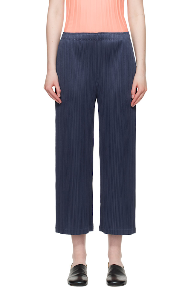 Брюки Loop Pleats Please Issey Miyake, синий 
Брюки Loop Pleats Please Issey Miyake, синий