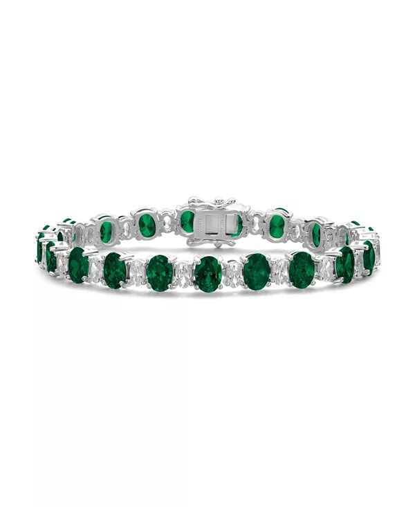 Теннисный браслет из стерлингового серебра с покрытием из белого золота и овальными кубическими цирконами. Genevive, green
Теннисный браслет из стерлингового серебра с покрытием из белого золота и овальными кубическими цирконами. Genevive, green