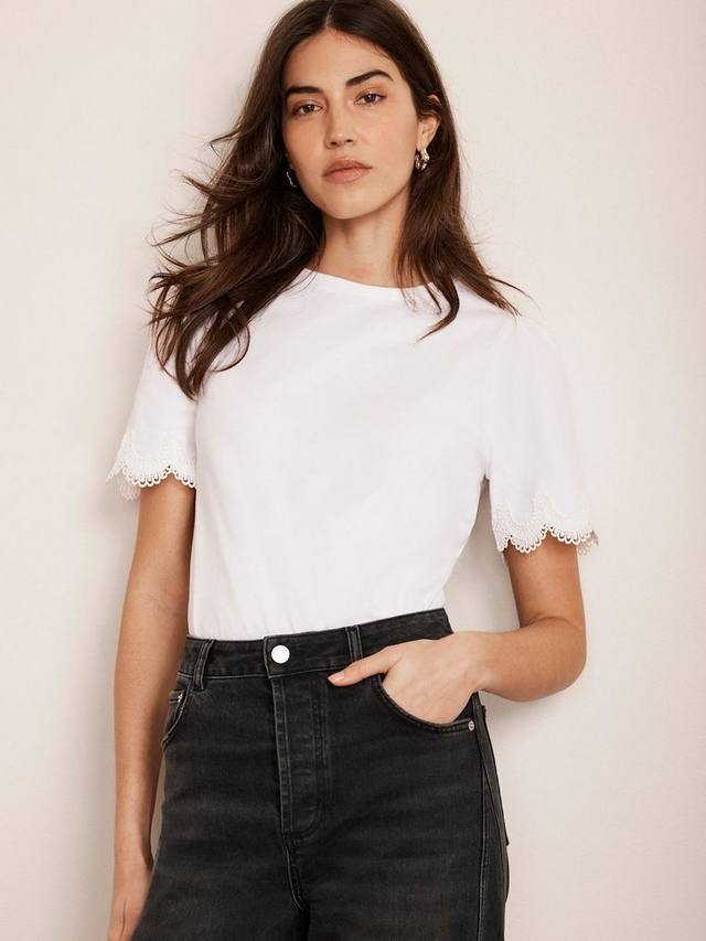 Футболка с кружевной отделкой на рукавах Mint Velvet, кремовый
Футболка с кружевной отделкой на рукавах Mint Velvet, кремовый