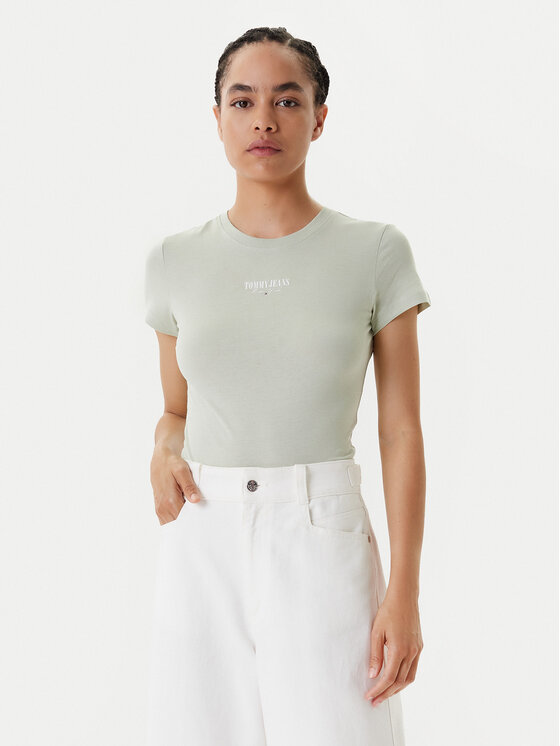 Облегающая футболка Essential DW0DW20913 Tommy Jeans, зеленый 
Облегающая футболка Essential DW0DW20913 Tommy Jeans, зеленый