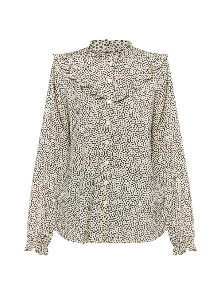 Женская блузка с длинными рукавами бежевого и черного цветов DreiMaster Vintage
Женская блузка с длинными рукавами бежевого и черного цветов DreiMaster Vintage