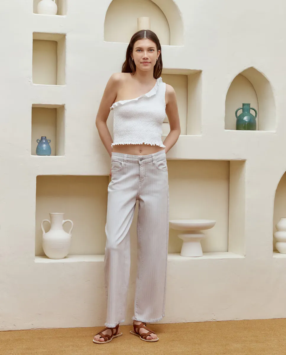 Женские полосатые брюки широкого кроя Green Coast, светло-серый
Женские полосатые брюки широкого кроя Green Coast, светло-серый