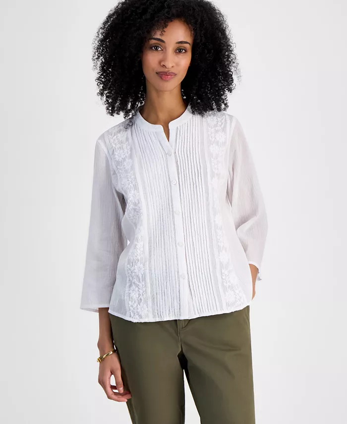 Женская вышитая топ из хлопка с защипами и полупрозрачной текстурой Tommy Hilfiger, белый
Женская вышитая топ из хлопка с защипами и полупрозрачной текстурой Tommy Hilfiger, белый