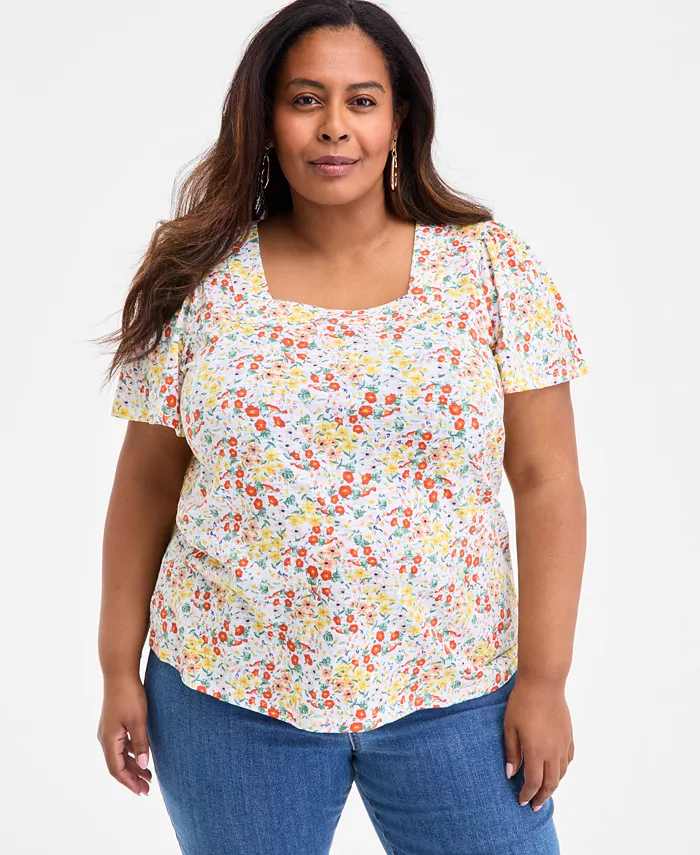 Топ больших размеров с квадратным вырезом и короткими рукавами Style & Co, белый
Топ больших размеров с квадратным вырезом и короткими рукавами Style & Co, белый