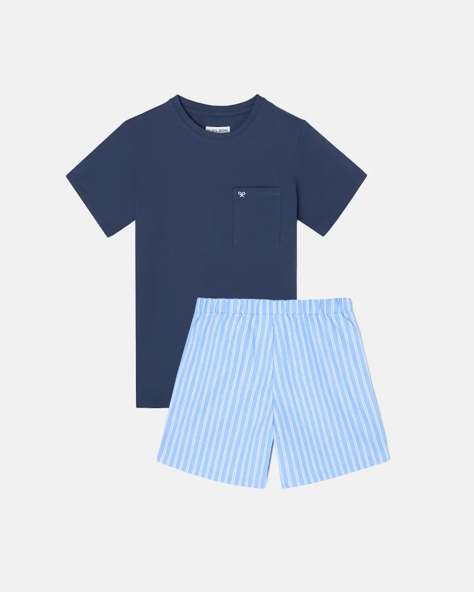 Короткая пижама для мальчиков с синими полосками Silbon, синий
Короткая пижама для мальчиков с синими полосками Silbon, синий