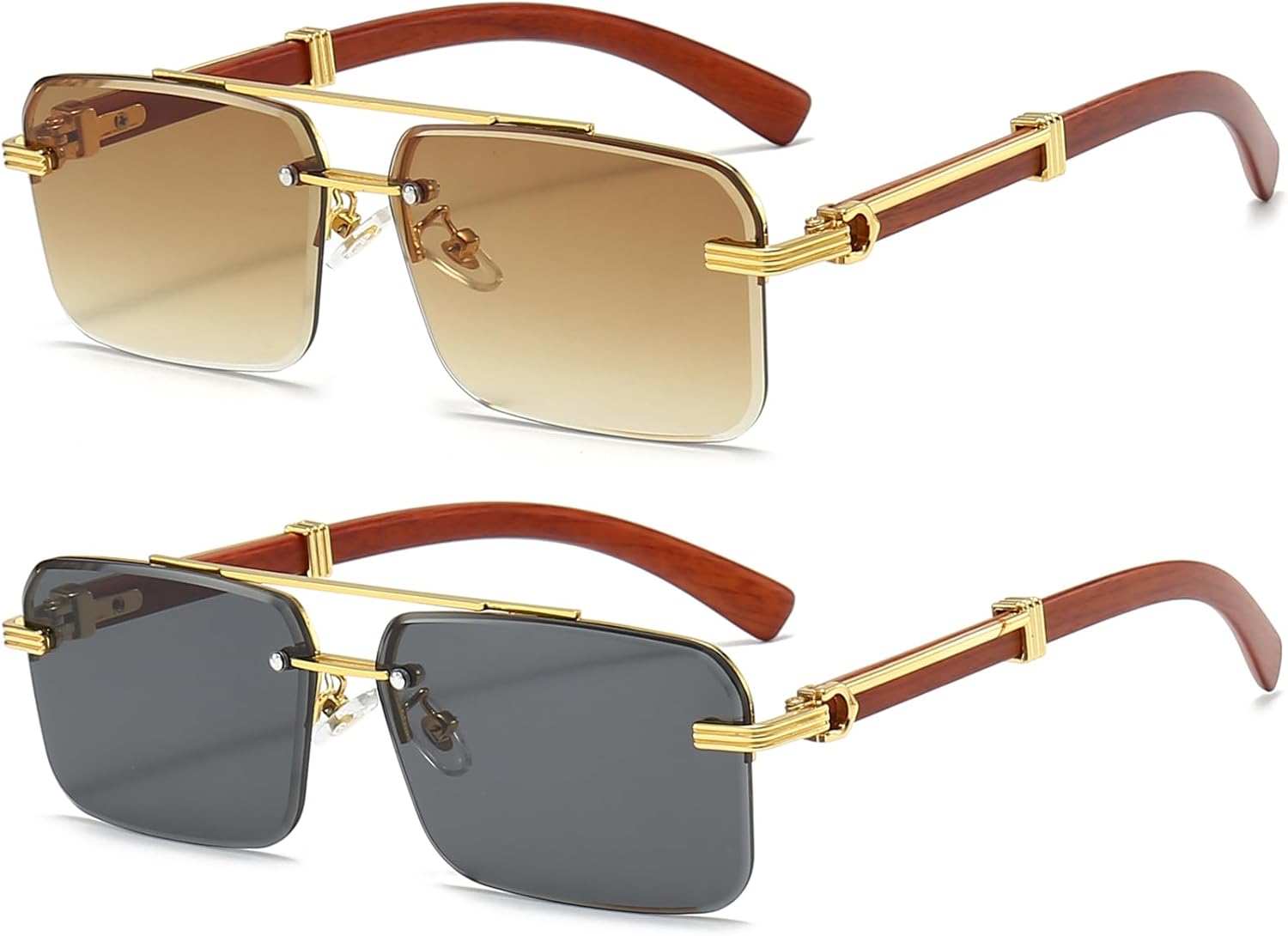 Солнцезащитные очки PORADAY без оправы для мужчин и женщин, винтажные прямоугольные солнцезащитные очки, модные безрамочные квадратные тонированные очки, Two Pack(gradient Brown+black Grey)
Солнцезащитные очки PORADAY без оправы для мужчин и женщин, винтажные прямоугольные солнцезащитные очки, модные безрамочные квадратные тонированные очки, Two Pack(gradient Brown+black Grey)