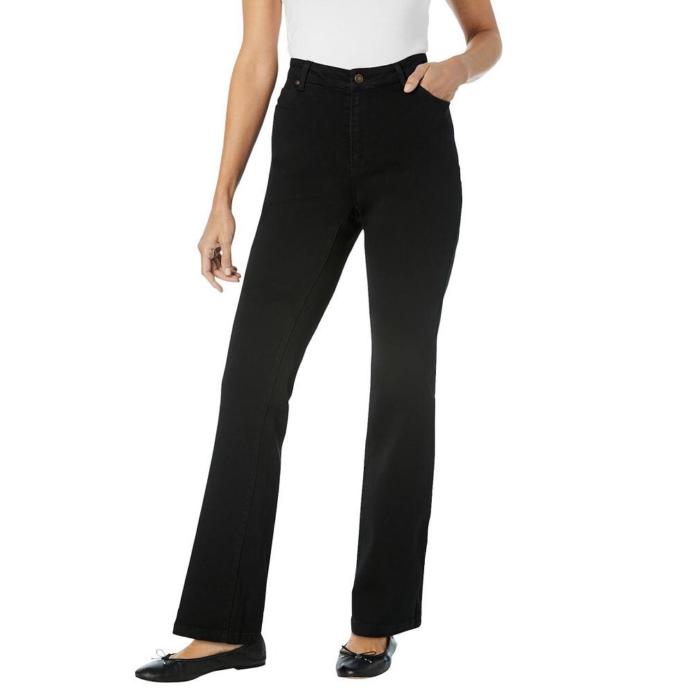 Женщина в женских джинсах размера плюс Petite Comfort Curve Bootcut Woman Within, цвет Black Denim
Женщина в женских джинсах размера плюс Petite Comfort Curve Bootcut Woman Within, цвет Black Denim