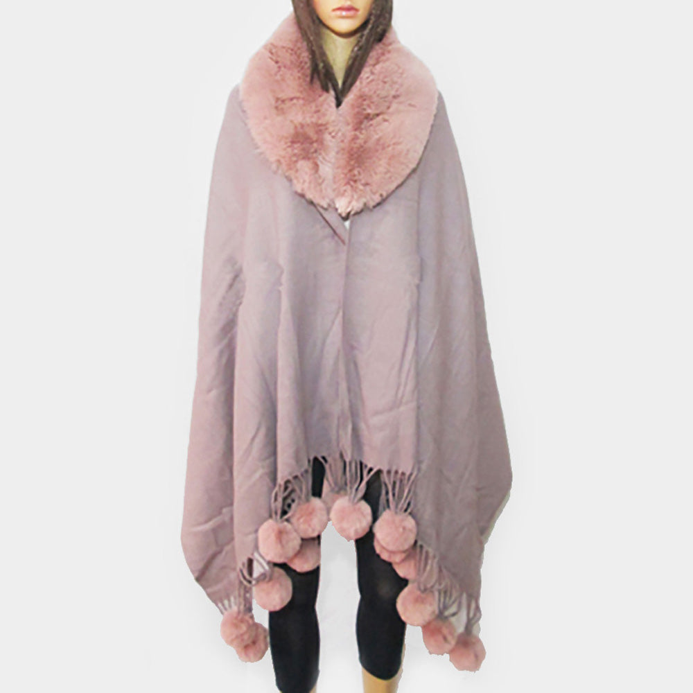 Искусственный меховой воротник и пончо с помпонами TRUEDAMES, лавандовый
Искусственный меховой воротник и пончо с помпонами TRUEDAMES, лавандовый