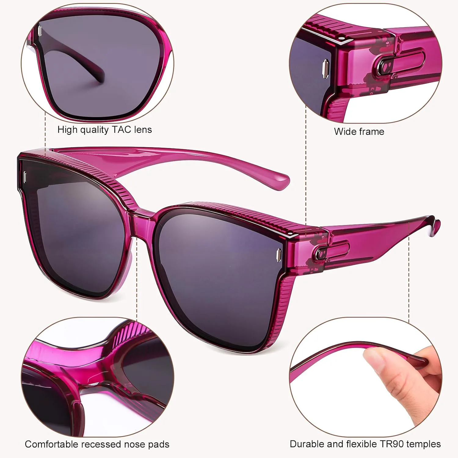 JATEBI 2 шт. Солнцезащитные очки для женщин, надеваемые поверх поляризованных очков, модные круглые солнцезащитные очки с защитой от УФ-излучения UV400, Black+purple
JATEBI 2 шт. Солнцезащитные очки для женщин, надеваемые поверх поляризованных очков, модные круглые солнцезащитные очки с защитой от УФ-излучения UV400, Black+purple