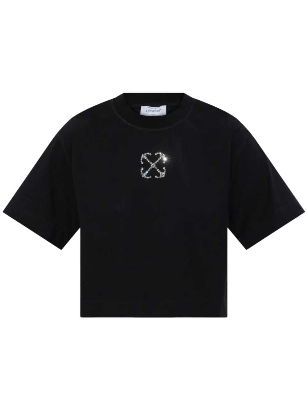 Укороченная футболка Off-White с логотипом, украшенным драгоценными камнями, черный
Укороченная футболка Off-White с логотипом, украшенным драгоценными камнями, черный