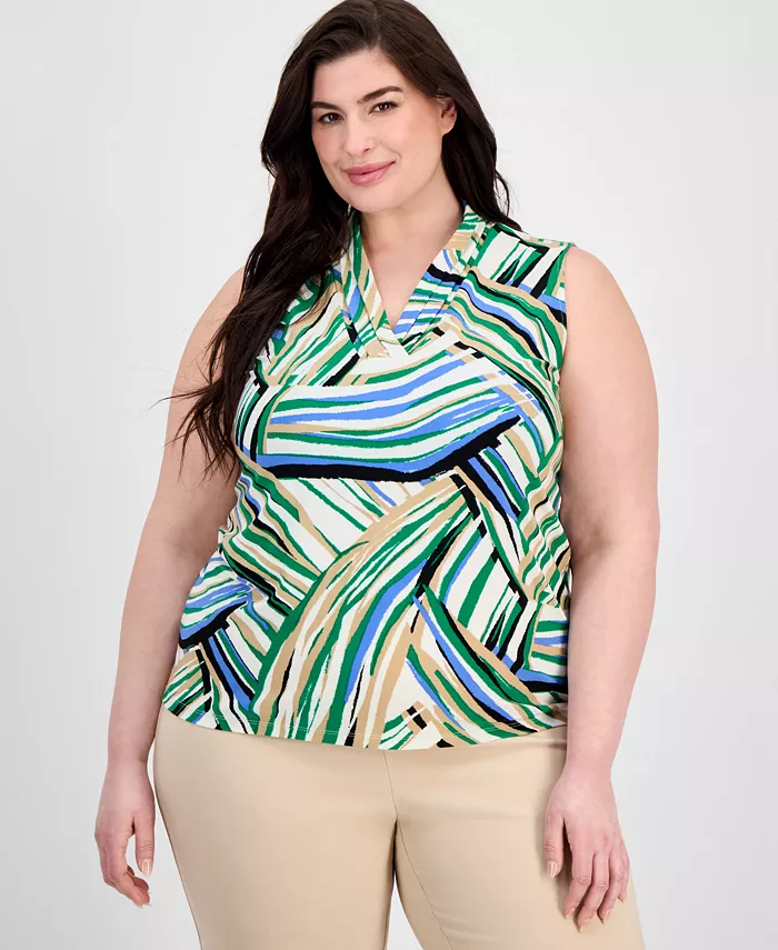 Топ без рукавов с тройной складкой и принтом размера плюс Anne Klein, белый
Топ без рукавов с тройной складкой и принтом размера плюс Anne Klein, белый