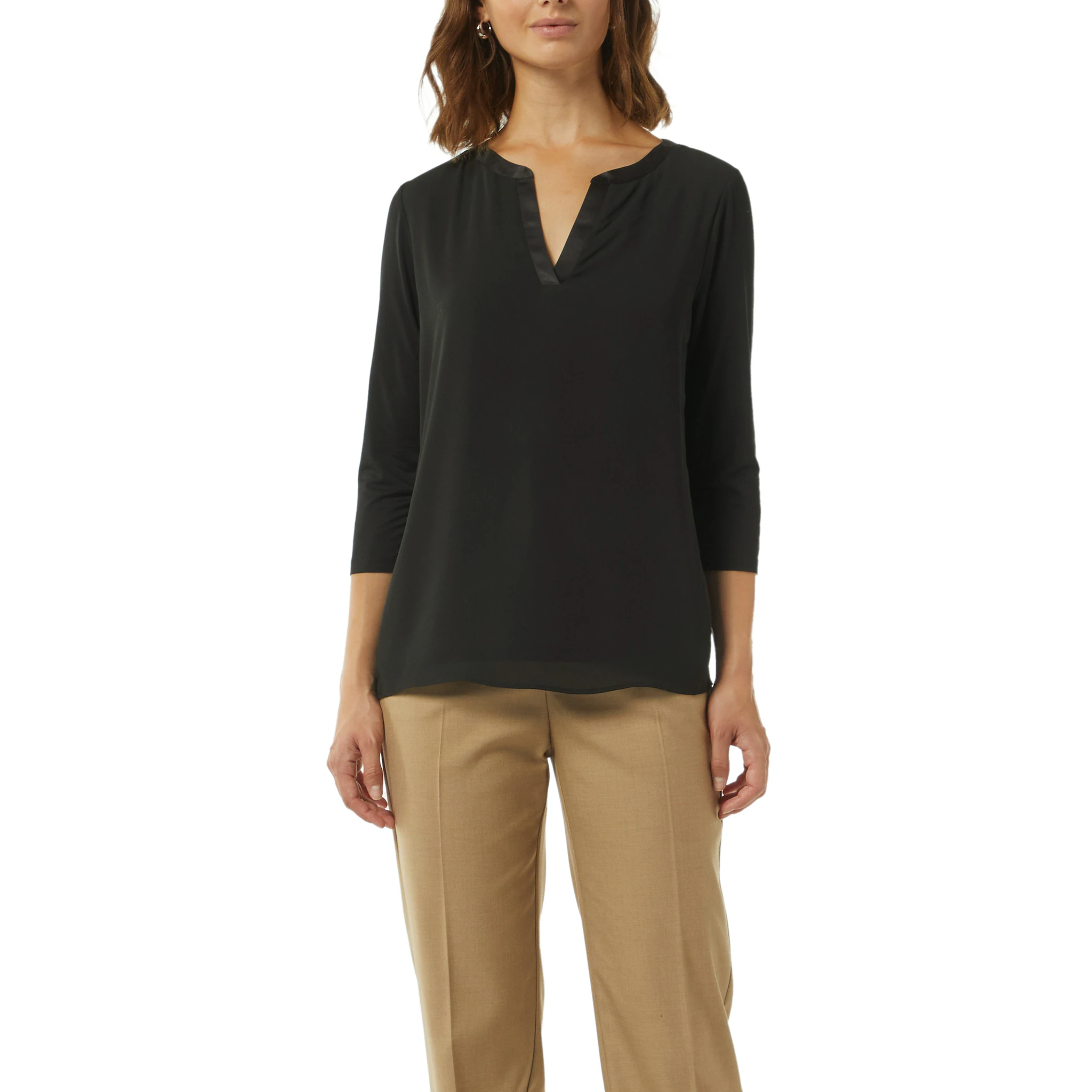 Рубашка Comma с длинными рукавами и V-образным вырезом, черный
Рубашка Comma с длинными рукавами и V-образным вырезом, черный