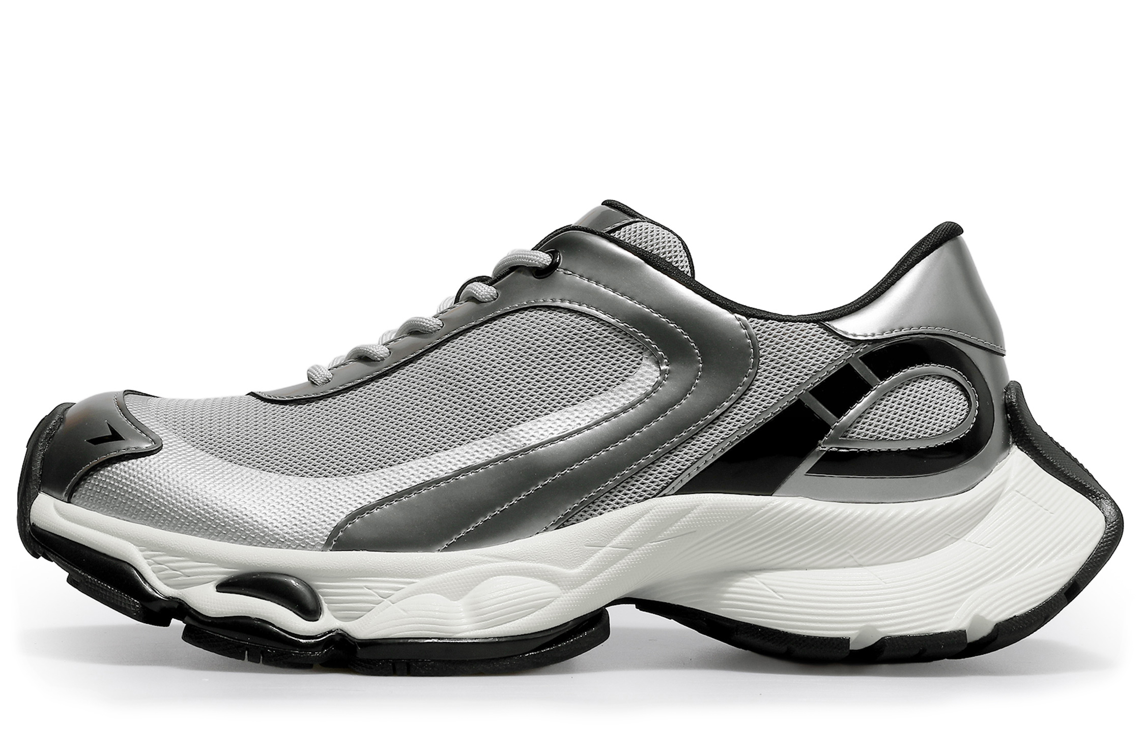 Массивные низкие кроссовки мужские, серебристые, черные, черно-серебристые Desai, Black-02 
Массивные низкие кроссовки мужские, серебристые, черные, черно-серебристые Desai, Black-02