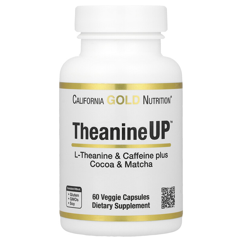 California Gold Nutrition, TheanineUP, сфокусированная энергия, L-теанин и кофеин, 60 растительных капсул
California Gold Nutrition, TheanineUP, сфокусированная энергия, L-теанин и кофеин, 60 растительных капсул