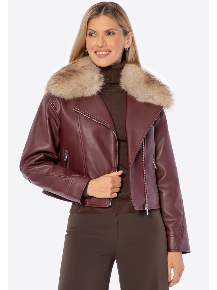 Утепленная женская байкерская куртка с меховым воротником темно-красного цвета Wittchen
Утепленная женская байкерская куртка с меховым воротником темно-красного цвета Wittchen