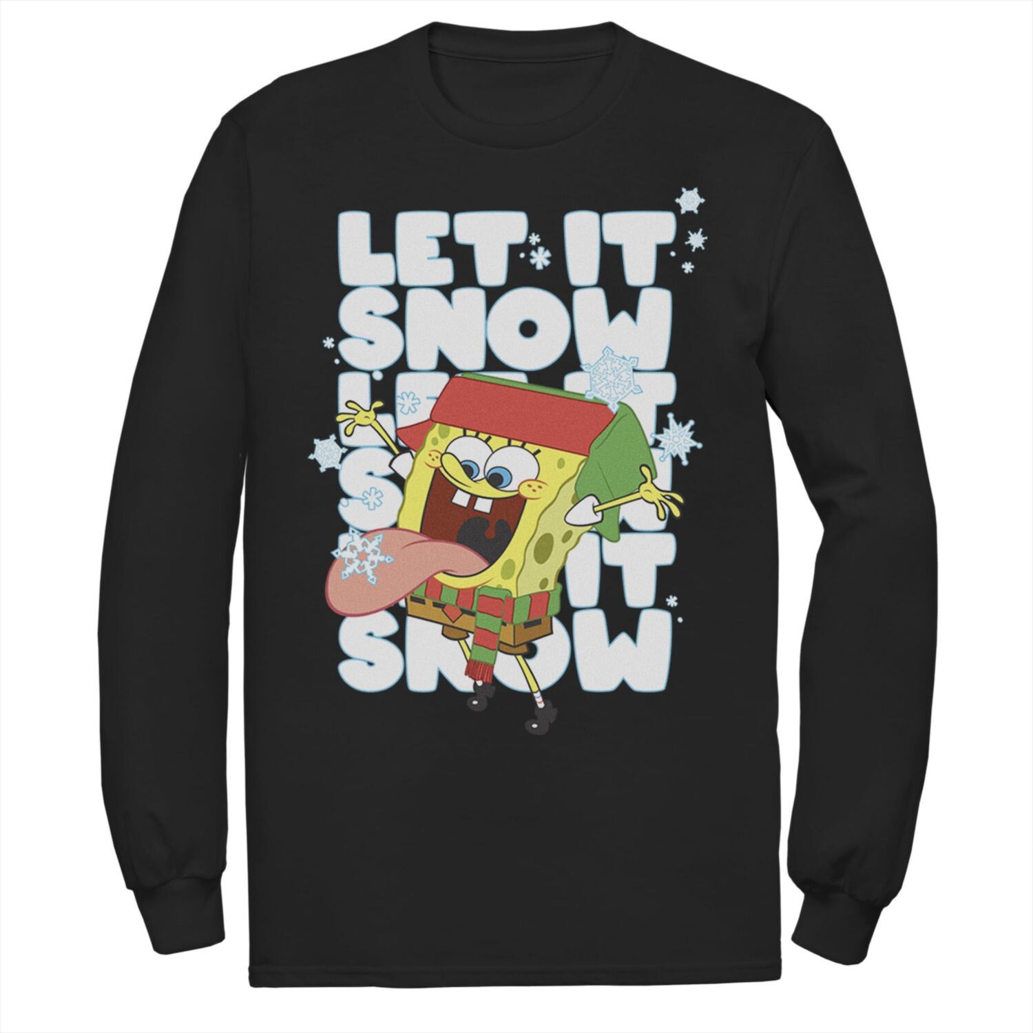 Мужская футболка SpongeBob Let It Snow Let It Snow Let It Snow с длинными рукавами и цветами Nickelodeon, черный
Мужская футболка SpongeBob Let It Snow Let It Snow Let It Snow с длинными рукавами и цветами Nickelodeon, черный
