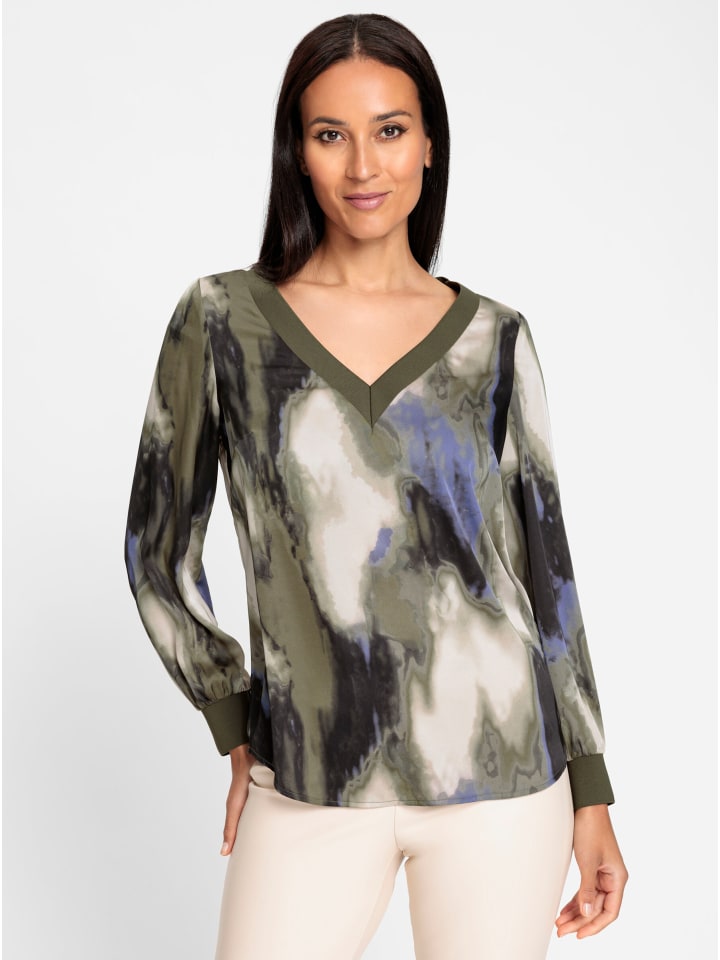 Блузка без застежки с принтом цвета хаки и песка Heine
Блузка без застежки с принтом цвета хаки и песка Heine