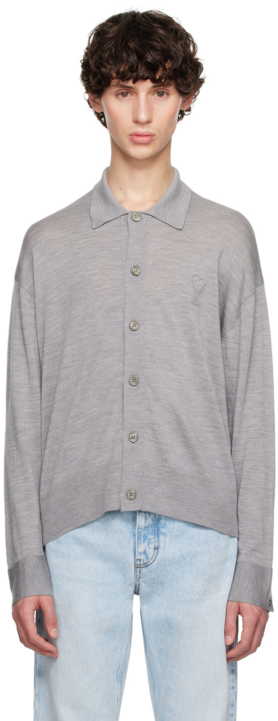 Серый кардиган Ami de Cœur AMI Paris, Heather grey 
Серый кардиган Ami de Cœur AMI Paris, Heather grey