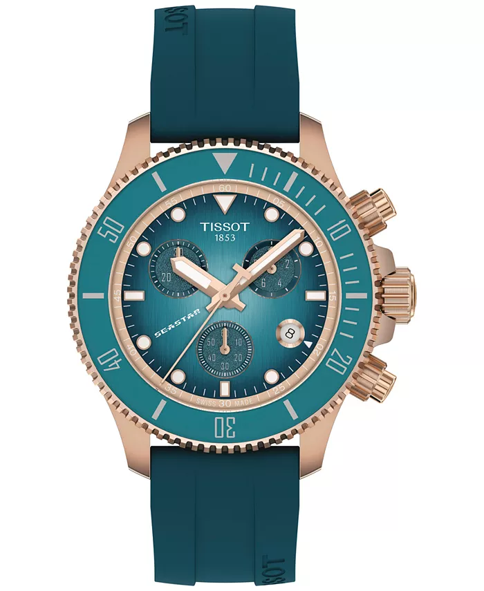 Мужские часы Swiss Chronograph Seastar 1000 с синим резиновым ремешком, 38 мм Tissot
Мужские часы Swiss Chronograph Seastar 1000 с синим резиновым ремешком, 38 мм Tissot