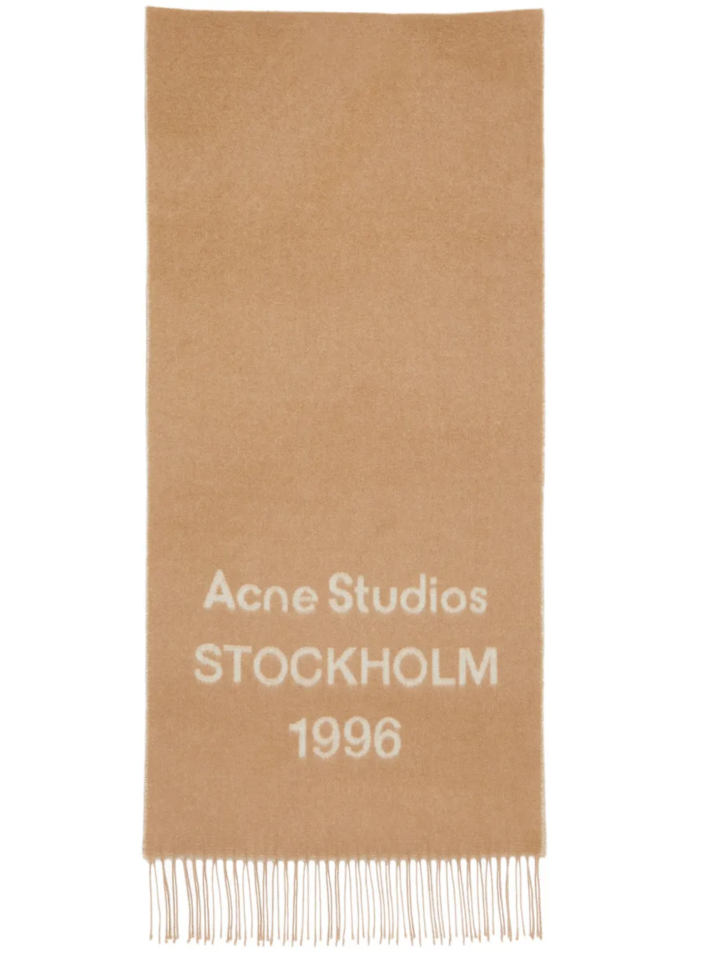 Шерстяной шарф с логотипом Acne Studios, коричневый 
Шерстяной шарф с логотипом Acne Studios, коричневый